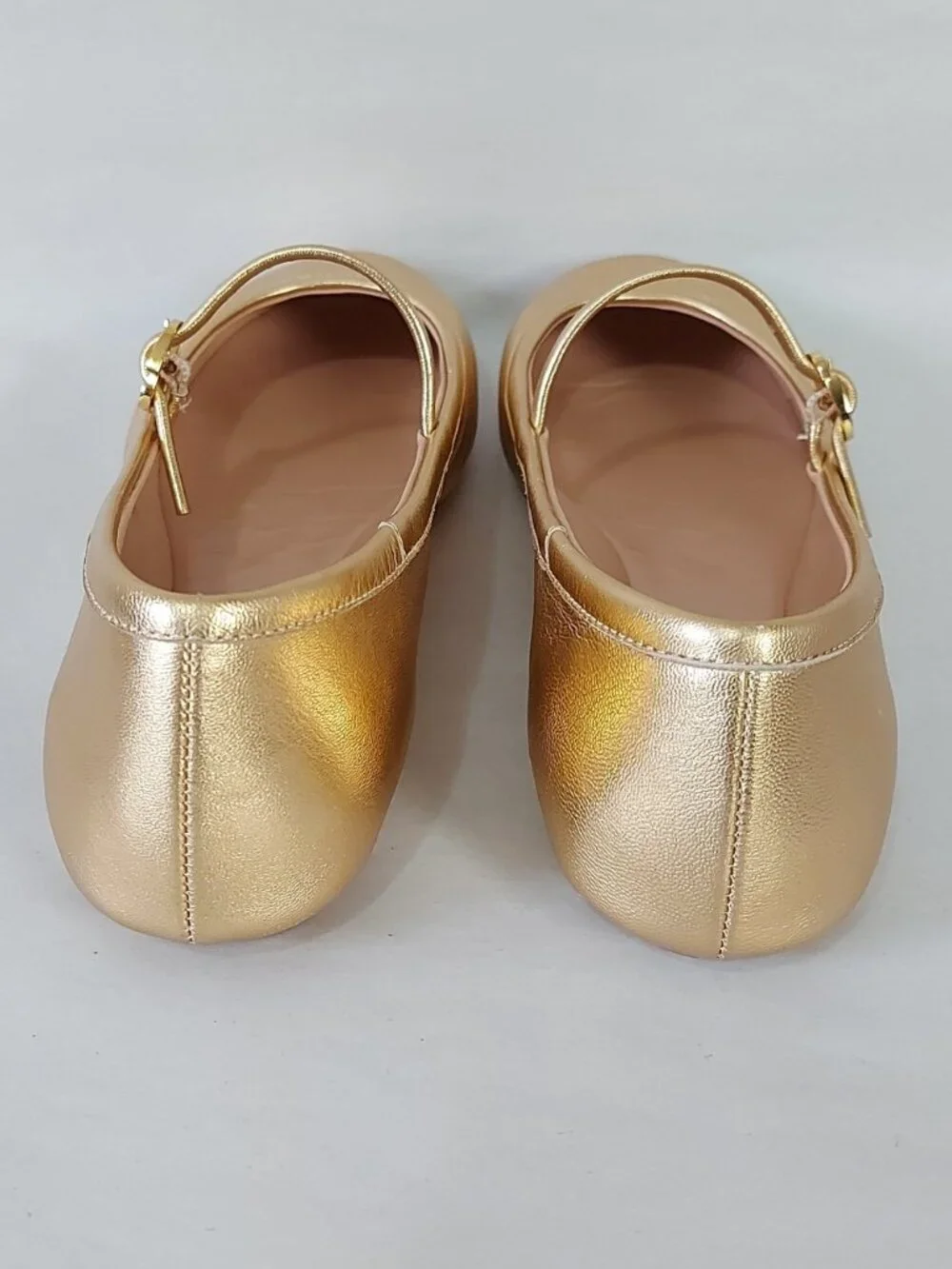 Gianvito Rossi Carla Metallic Gold Leather Mary Jane Flats 36 Buckle Ballerina